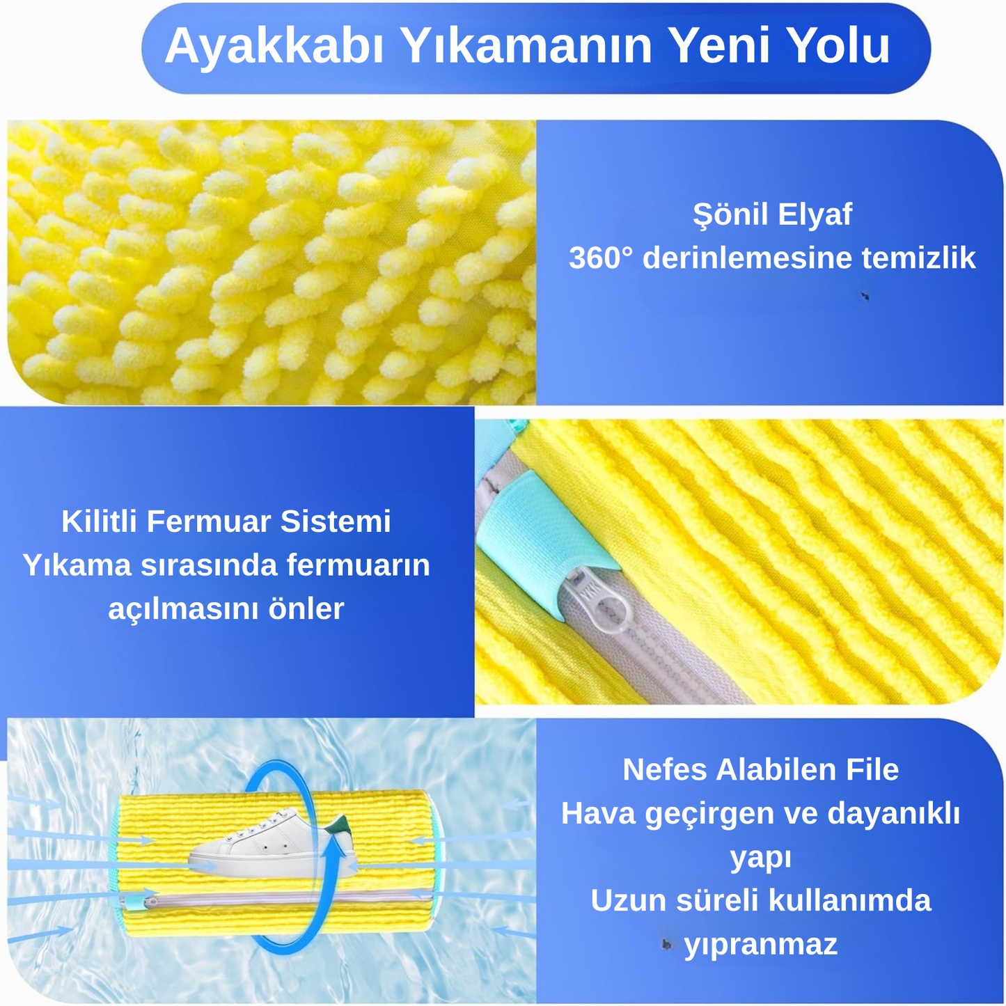 Ayakkabı Yıkama Torbası – Ayakkabı için Yırtılmaz Çamaşır Makinesi Filesi, Yıkanabilir